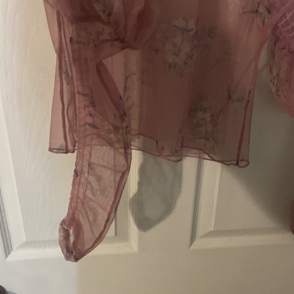Zara Balloon Sleeve sheer long sleeve Top - Picture 6 of 6